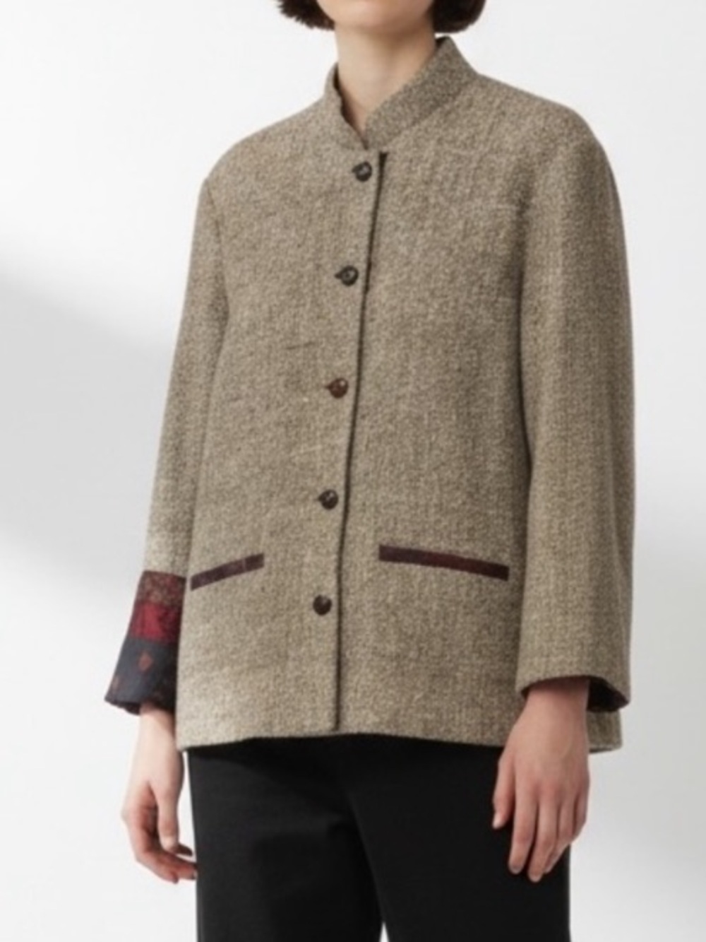Vintage 90s Chico's boucle wool silk tweed blazer jacket suit coat asian boho